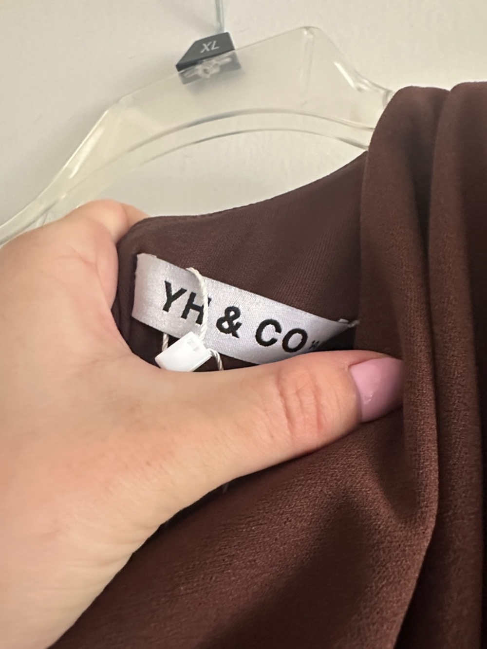 NWT YH & CO Sleek Sleeveless Brown Draped Women’s Dress - Picture 6 of 9